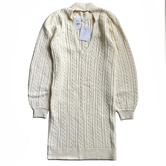 Cableknit Open Back Cotton Sweater Dress - NWT Size L - Picture 15 of 15